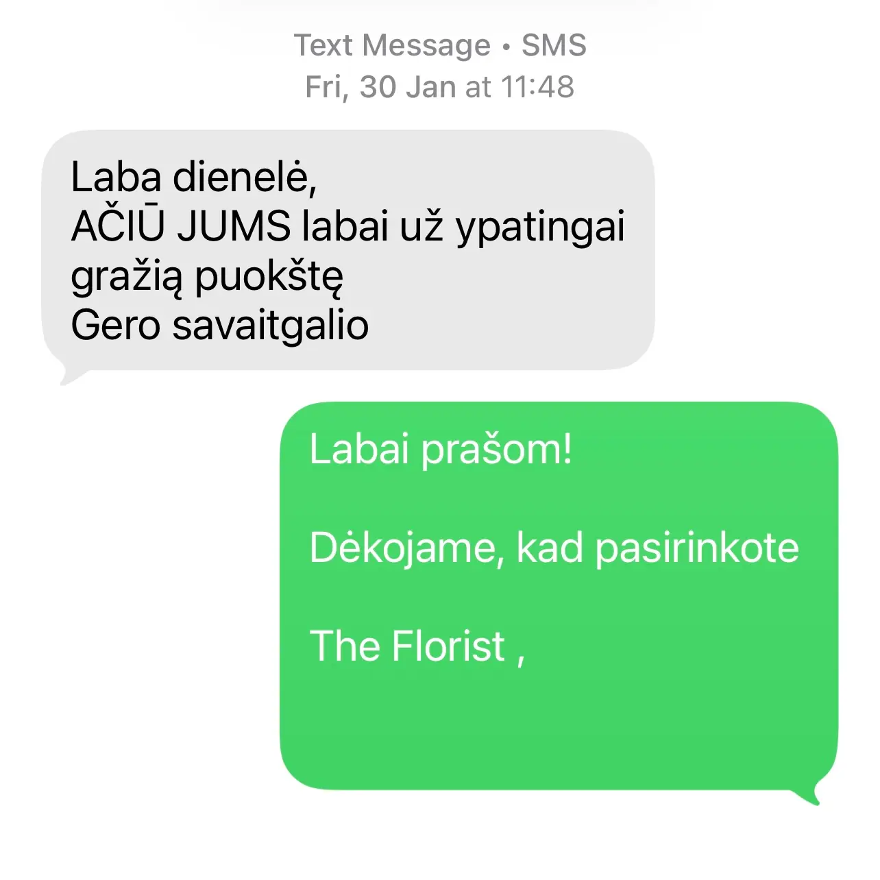 Kliento SMS atsiliepimas 2